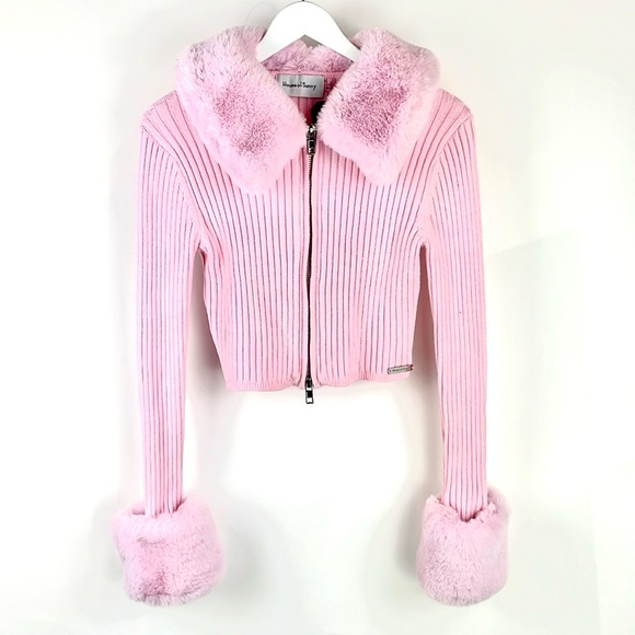 House of Sunny Waterloo Peggy Vol.2 Pink Faux-Fur Cardigan - Picture 2 of 10